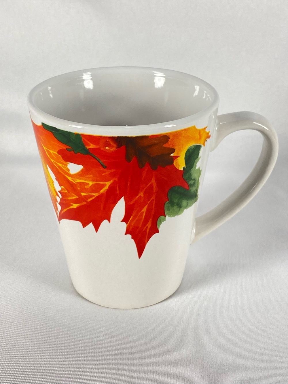 Royal Norfolk White Ceramic Mug with Orange and Green Autumn Leaves